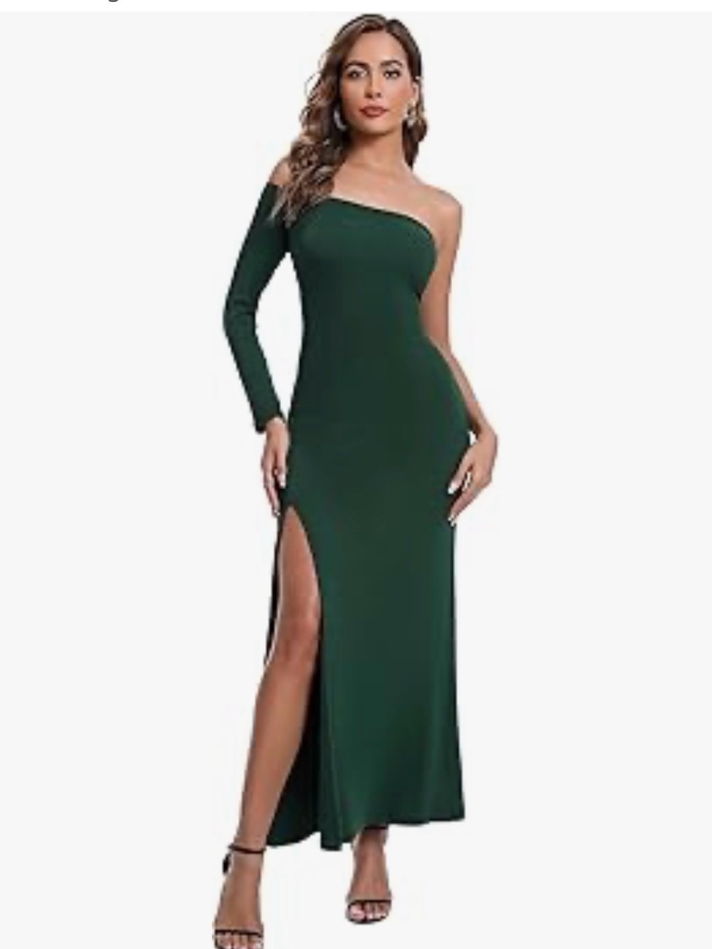 One-Shoulder Forest Green Bodycon Dress